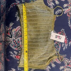 Olive Green Sequin Women's Top